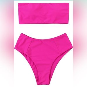 NWOT Pink, Strapless high waist bikini, Large